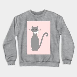 Gray Cat with Ribbon Crewneck Sweatshirt